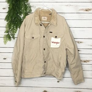 Wrangler men's corduroy sherpa lined trucker jacket cream tan beige khaki XL new